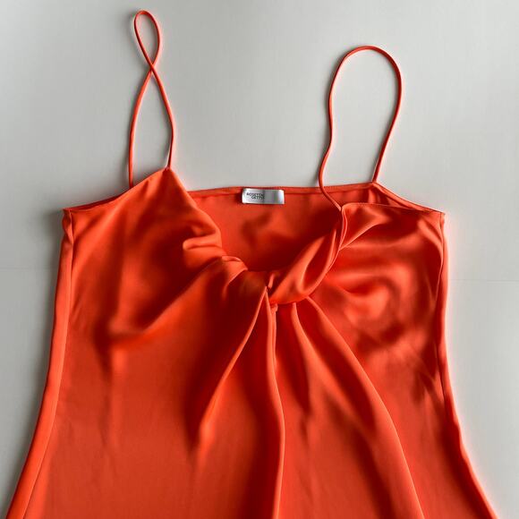 NWT Rosetta Getty Twist Front Slip Dress Size 10 Orange Fluid Satin - Picture 5 of 16